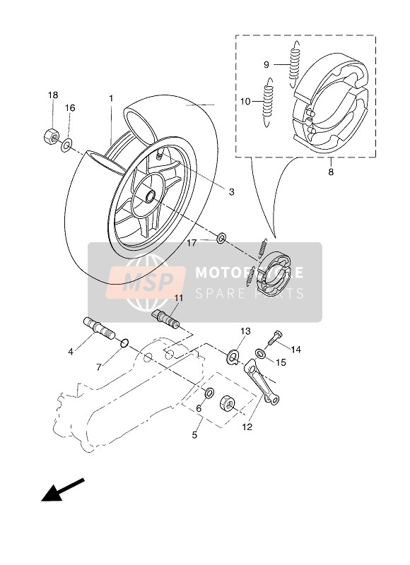 Yamaha EW50N SLIDER 2011 Roue arrière pour un 2011 Yamaha EW50N SLIDER